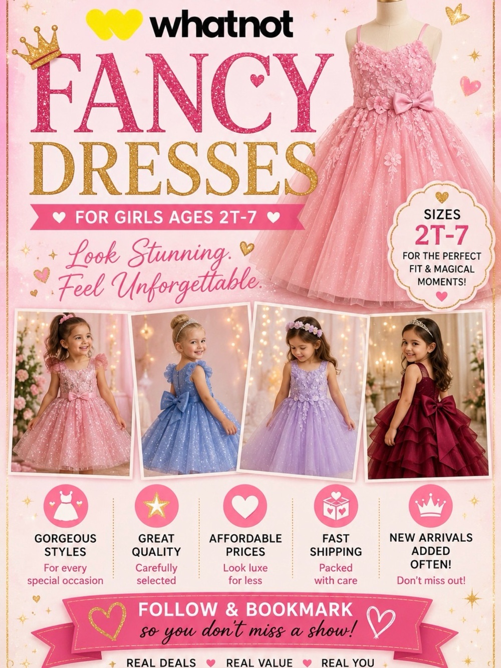 Pink Girls' Sparkle Lace Tulle Dress